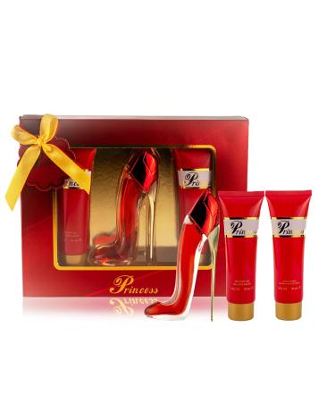 META-BOSEM Prinss Red Women's Fragrance Set - Sweet Floral Note - Fresh Scent - Great Holiday Gift - for All Day Use - a High-Heel Classic Bottle (90ml Shower Gel+50ml EDT+90ml Body Lotion) - Buy Online on GoSupps.com