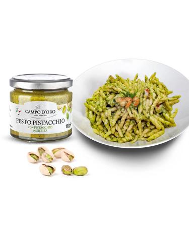 Pistachio Pesto - Sicilian Savory Creamy Spread - 6.35oz Glass Jar from Sicily by Campo D'Oro - Buy Online on GoSupps.com