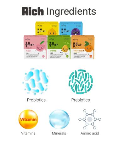 Mippeum Korean Kombucha Tea Powder 5g x 30 Sticks | 5 Flavors | 5.29oz (Pineapple) - Refreshing and Healthy Blend - Buy Online on GoSupps.com