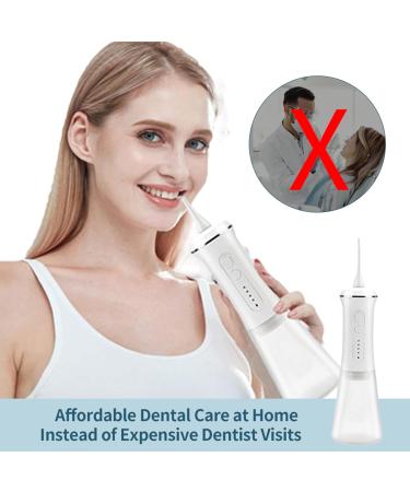Buy Water Dental Flosser - 350ML Cordless Oral Irrigator 3 Nozzles 4 Modes Rechargeable & Portable for Home & Travel - IPX7 Waterproof White - Buy Online on GoSupps.com