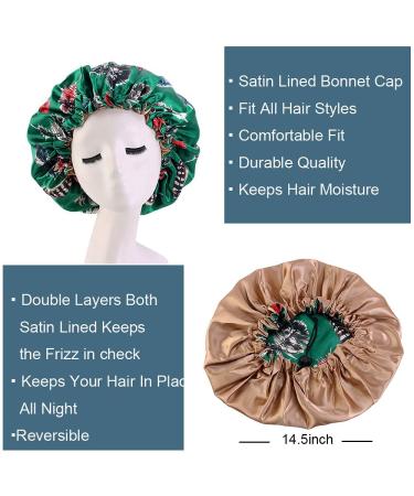 Satin Bonnet for Natural Hair - Reversible Green Silk Sleep Cap for Black Women & Curly Hair - Buy Online on GoSupps.com