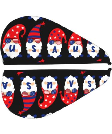 4th of July Gnomes Microfiber Hair Towel | Super Absorbent Soft Wrap for Women | Quick Dry Coral Velvet for Long Curly Thick Hair - Buy Online on GoSupps.com