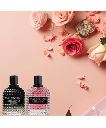 Valentine Milano Couple Set Perfume for Women/Men Eau De Parfum - Amber Floral Jasmine Bourbon Vanilla & Woods Oriental-Floral Women/Men Cologne with a Modern Twist Elegant 100ml Bottle for Best Gift