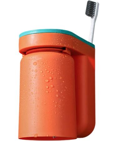Anximt Toothbrush Mug Wall Holder - Punch-Free Self-Adhesive Bathroom Organizer with 2 Cups for Toothpaste & Razor - Orange - Buy Online on GoSupps.com