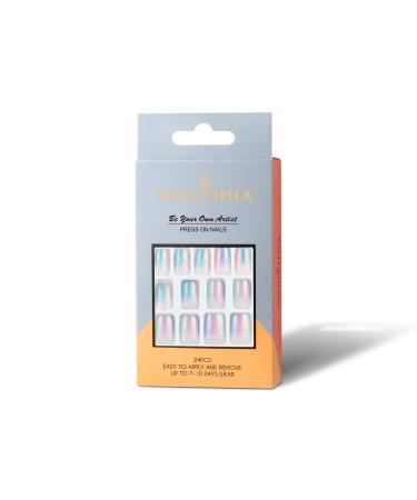 Vivid Stella Rainbow Press the nails glossy French artificial nails nail art sticker color gradient manicure tips nail art decoration rainbow
