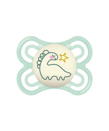 MAM Perfect pacifier luminous size 2-6 months teat made of SkinSoft silicone organic round with pacifier cover green