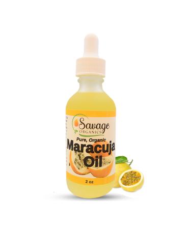 Savage Organics Maracuja Oil Passion Fruit Oil - Pure Organic Maracuya Moisturizer for Face  Skin  Hair & Nails 2 oz Glass Bottle