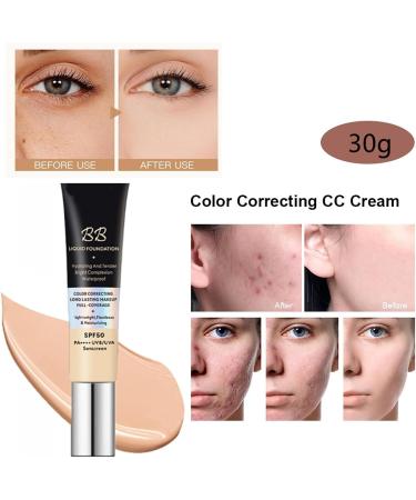CC Cream Full Coverage Foundation with SPF 50+ Colour Correcting Full Coverage Foundation Concealer Foundation Makeup Flawless Cream Lightweight Concealer Long Lasting 24HR Waterproof Natural Color 30 g (Pack of 1) Natural-A - Buy Online on GoSupps.com