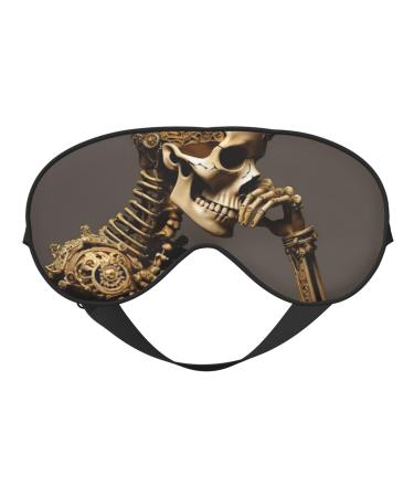 SSIMOO Interesting Skeleton Sleep Mask-Adjustable Breathable Fashionable Eye Mask for A Comfortable Sleep Experience Black