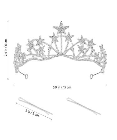 Lurrose Star Shaped Rhinestone Bridal Crown - Wedding Ceremony Party Tiara - Buy Online on GoSupps.com