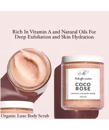 MIDNIGHT MANTRA Coco Rose Organic Luxe Body Scrub Enriched with Vitamin A and Natural Oils for Deep Skin Exfoliation 100% Natural Exfoliating Body Scrub Uk - Buy Online on GoSupps.com