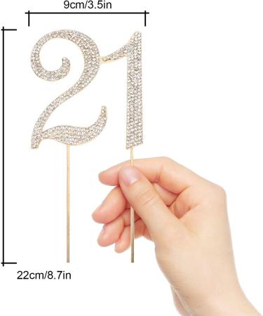 Hatcher Lee Bling Crystal 21 Birthday Cake Topper - Elegant Keepsake | 21st Party Decorations in Gold - Buy Online on GoSupps.com
