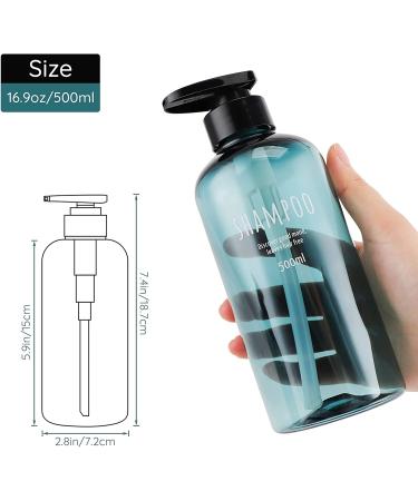 Segbeauty 16oz Shampoo Bottles with Pump - 3 Pack Reusable Shower Dispenser Set - Blue - Ideal for Shampoo, Conditioner, Body Wash - 500ml - Buy Online on GoSupps.com