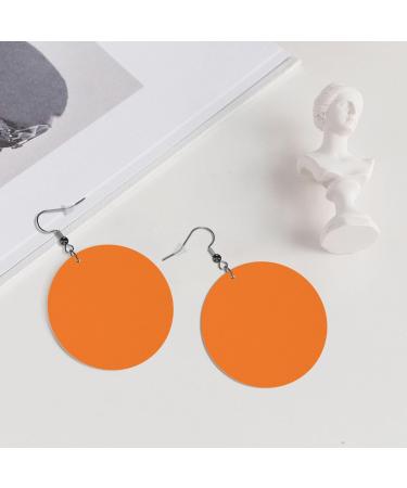 Buy Scottish Printed Leather Earrings - Lightweight Round Dangle Design for Women - Unique Gift in Burnt Orange - Buy Online on GoSupps.com