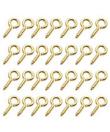 Mystart 500 Pieces 5x10mm Mini Screw Eye Pin Hooks DIY Jewelry Accessories  (Gold)