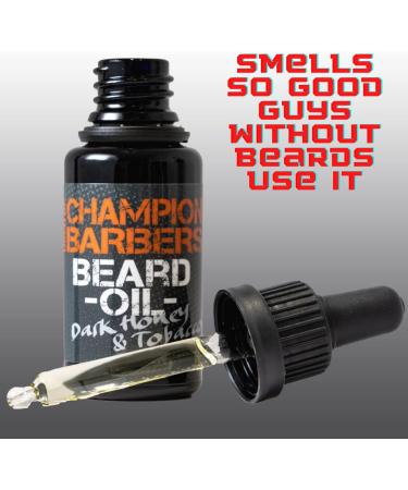 Champion Barbers Dark Honey & Tobacco Scented Beard Growth Oil - 20ml - Buy Online on GoSupps.com