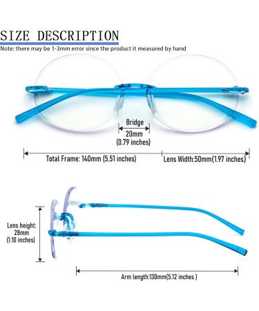KoKoBin Ultralight Rimless Round Reading Glasses for Men & Women | Fashion Computer Glasses (Blue 2.5 Diopters) - Lightweight Stylish Eyewear - Buy Online on GoSupps.com
