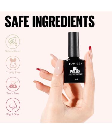 Tomicca UV Nail Polish Set - 5 Color Gel Nail Polish with Base & No Wipe Top Coat | Starter Kit Gift - 7 x 8ml | Perfect for French Nail Studio - Buy Online on GoSupps.com