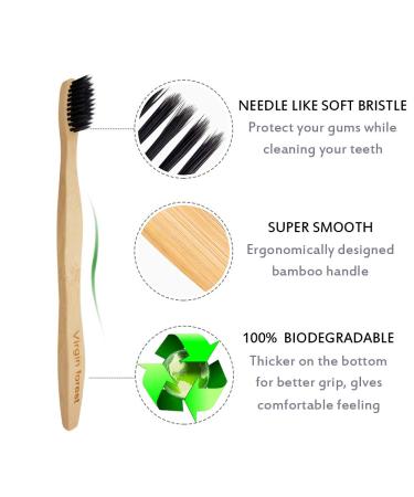 Virgin Forest Bamboo Toothbrushes - Eco-Friendly Soft Bristles, Biodegradable Wood Set of 6 - Buy Online on GoSupps.com
