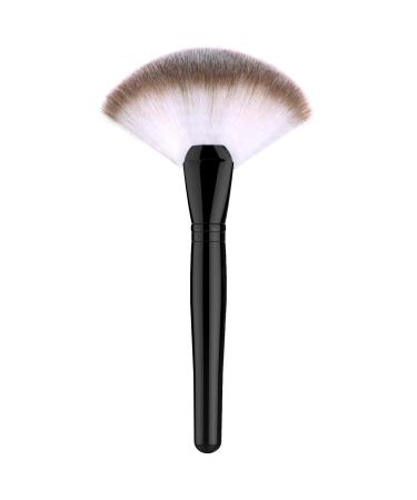 Fan Makeup Brush, Luxspire Professional Highlighting Make Up Brush Blush Bronzer Cheekbones Brush, Single Large Soft & Dense Face Bulsh Powder Foundation Brushes Make Up Tool, Black