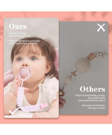 8 Pcs Pink Dummy Clips Pacifier Holder Set for Girls - Silicone Teething Soother Chains with Adapter Leash - Fits All Pacifier Clips - Baby Teething Toys - Buy Online on GoSupps.com