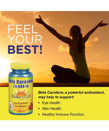 Nature's Life Beta Carotene 25,000 IU Softgels - Immune & Eye Health Support - Buy Online on GoSupps.com