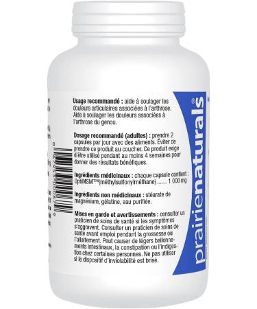 Prairie Naturals OptiMSM 1000mg Capsule - 180 Count - Buy Online on GoSupps.com
