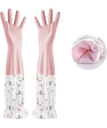 Dishwashing Gloves Thickened Rubber Gloves Winter Laundry Warm Waterproof Gloves Winter Home Latex Gloves Pink NO.3 S - Buy Online on GoSupps.com