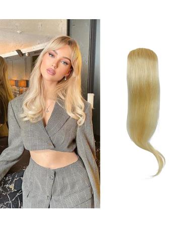 2PCS Wave Side Bang Real Human Hair Clip in Bangs Curly Fringe Hair Extensions(Blond) Blond Side Bangs 2PC