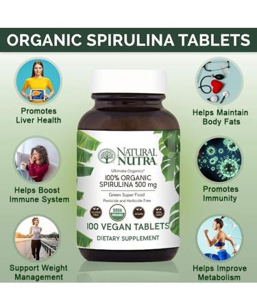 Natural Nutra 100% USDA Organic Spirulina Tablets 100 Vegan Tablets 250 Count (Pack of 1) - Buy Online on GoSupps.com