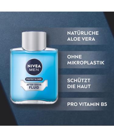 Nivea Men Protect & Care After Shave Fluid 100ml - Calming After Shave Aloe Vera & Vitamin B5 Skin Care - Buy Online on GoSupps.com