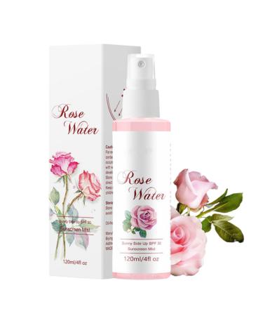 Rose Water - Rose Water for Face - Rose Water Toner for Face - Hydrating Face Mist Sunscreen SPF 30 - Organic Rose Water with Glycerin - No Additives Rose Water Spray 120ml