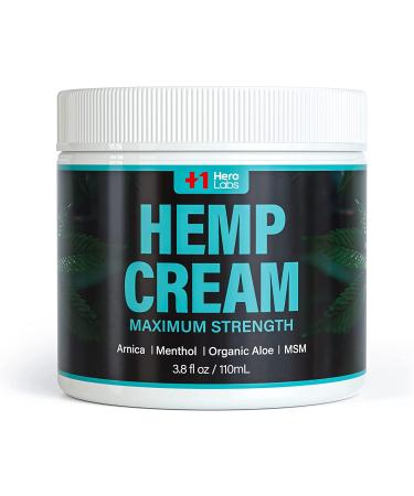 Hemp Cream - Made in USA - HeroLabs Hemp Extract Cream for Muscles Joints Back Knees Elbows Ease - Maximum Strength Natural Hemp Oil Extract Cream - 3.82 Oz (3.82 Oz) 3.82 Ounce (Pack of 1)