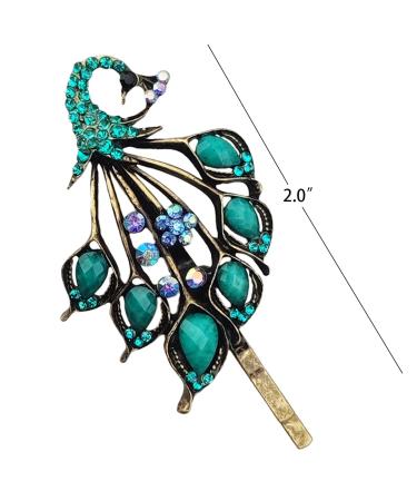 Blue Peacock Style 2PCS Hair Clips Set - Retro Vintage Hairpins for Women and Girls | Headwear Styling Tools and Accessories - Buy Online on GoSupps.com