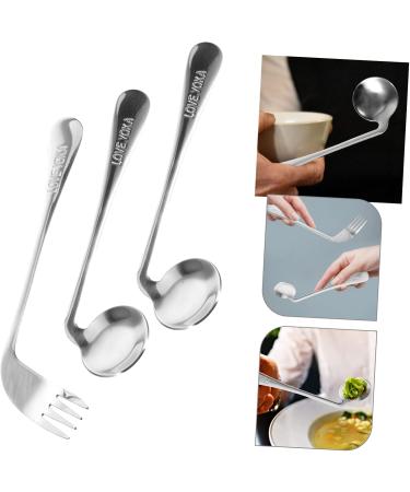 Shop NOLITOY Left Hand Cutlery Set - Adaptive Stainless Steel Utensils for Disabled & Elderly - Curved Spoon & Fork - Buy Online on GoSupps.com