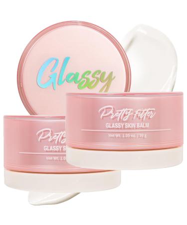 TOUCH IN SOL Pretty Filter Glassy Skin Balm Primer 2 Pack Skin Smooth Moisturizing Primer before Makeup - Natural Glow Face Cream Moisturizer with Shea Butter and Rose Flower Water 1.05 oz.