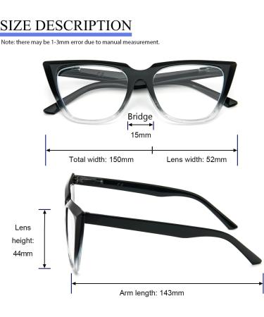 Cat Eye Reading Glasses for Women - Oversized Blue Light Blocking Computer Readers (3 Pack) - Stylish +3.0 - Black Clear/Tortoiseshell Blue/Tortoiseshell Pink - Buy Online on GoSupps.com