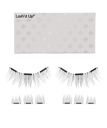 Lash'd Up by Amazon Magnetic Eyelashes Without Eyeliner 3 Magnets (Can also be worn as Dual Magnets) Full Eye Snap-on Set Soft Faux Silk Vegan (Very Natural)