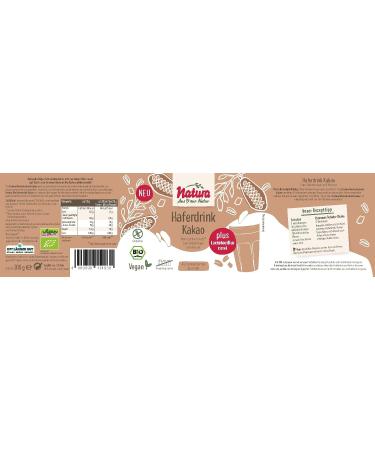 Natura Organic Oat Drink Powder with Cocoa - Sugar-Free Gluten-Free Vegan - 300g for 3 Liters - Buy Online on GoSupps.com
