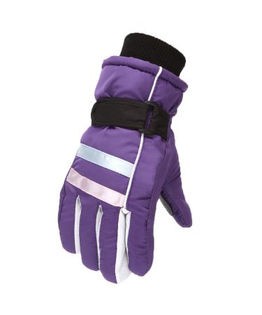 PVCS Winter Gloves for Women Ski Gloves Kids Waterproof Insulated Gloves Cycling Working Hiking Gloves Warm Unisex Gloves 03#purple