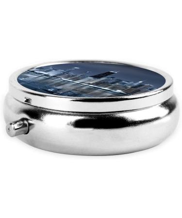 Chicago Reflected Round Pill Box - 3 Compartment Portable Travel Medicine Organizer - Mini Decorative Pocket Purse for Vitamins & Tablets - Buy Online on GoSupps.com
