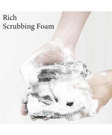 Japanese Exfoliating Towel Extra Long Exfoliating Washcloth for Men Women Exfoliation Black Cloth Loofah Back Bath Exfoliation 3D Black Grid 1Pcs - Buy Online on GoSupps.com