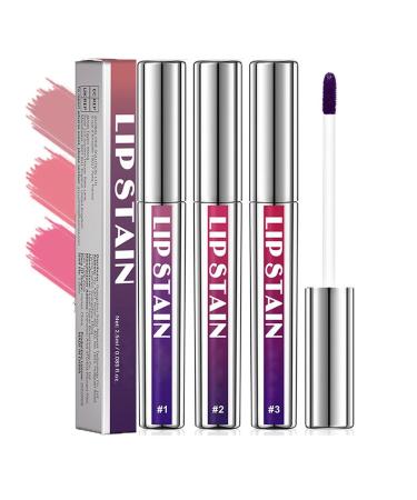 Pakivs 3Pcs Peel Off Lip Stain Set Waterproof and Transmission Resistant Pink Lip Tint Long Lasting Matte Finish Peel Off Lip Gloss NonStick Cup Liquid Lipstick Nude Lip Gloss