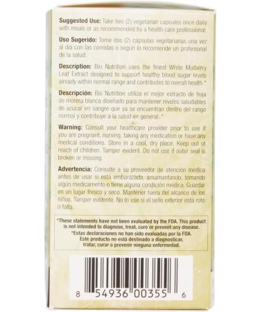 Bio Nutrition Inc White Mulberry Leaf Extract - 1000 mg - 60 Veg Capsules - Buy Online on GoSupps.com