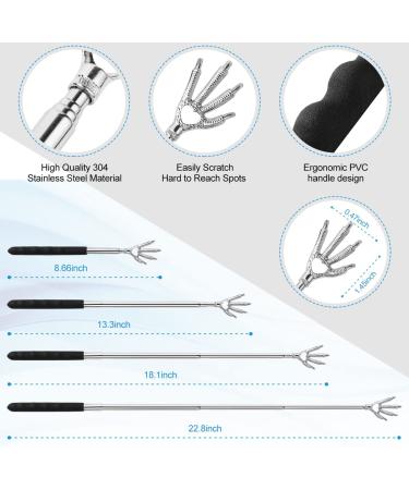 3 Pack Telescoping Metal Back Scratchers with Rubber Handles | Extendable Back Massager Tool | Portable & Durable | Gift Set for Men, Women, Kids, Adults - Buy Online on GoSupps.com