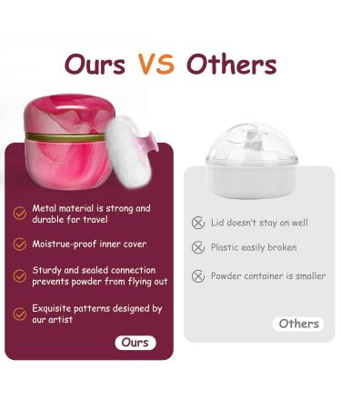 Qopoto Body Powder Puff and Container Set - Pink Gilding for Baby Women, Bath and Travel - Buy Online on GoSupps.com