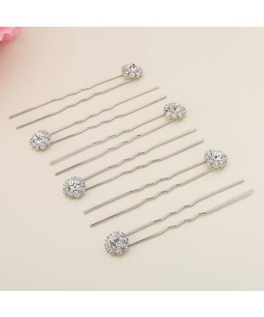 Ammei Crystal Bridal Hair Pins Set - Wedding Hair Accessories with Rhinestone for Brides & Bridesmaids (Silver) - Set of 12 - Buy Online on GoSupps.com