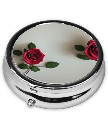 Roses Printed Mini Round Pill Box - 3 Compartment Portable Organizer for Travel Home & Office - Buy Online on GoSupps.com