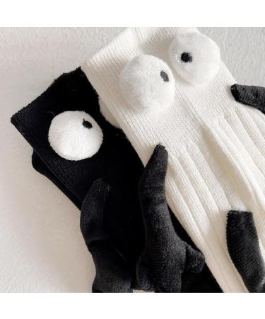 RJSQAQE Funny Couple Holding Hands Socks - Unisex Magnetic 3D Doll Mid-Tube Socks - Cute Couple Feet Socks - Deep White (7.5*7.1in) - Buy Online on GoSupps.com