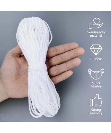 100 Yard 1/8 inch White Elastic Bands for Sewing - Heavy Stretch, Soft Ear Tie Rope for Masks - DIY Craft Elastic Cord - Buy Online on GoSupps.com